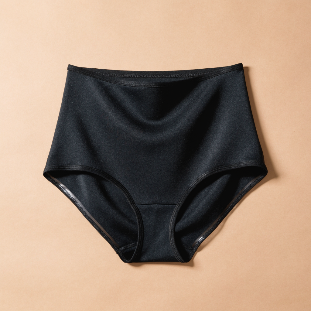 Culotte gainante noire à finition silicone posée à plat