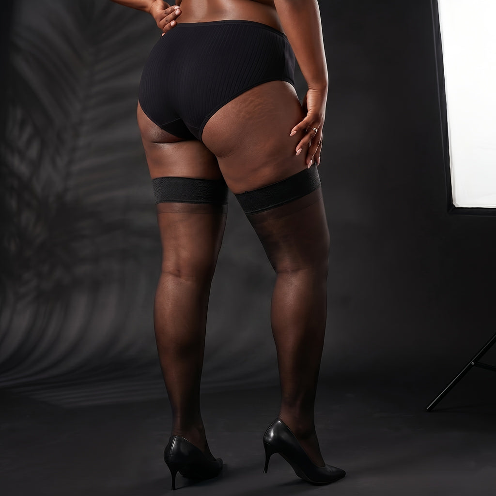 Jusqu'au 5XL, bas voile grande taille à large bande unie