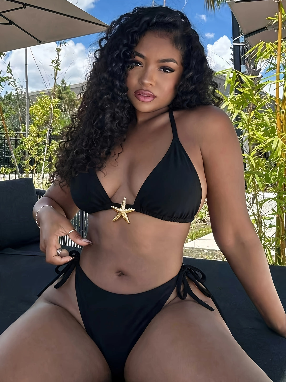 Bikini grande taille à étoile de mer dorée, trois coloris