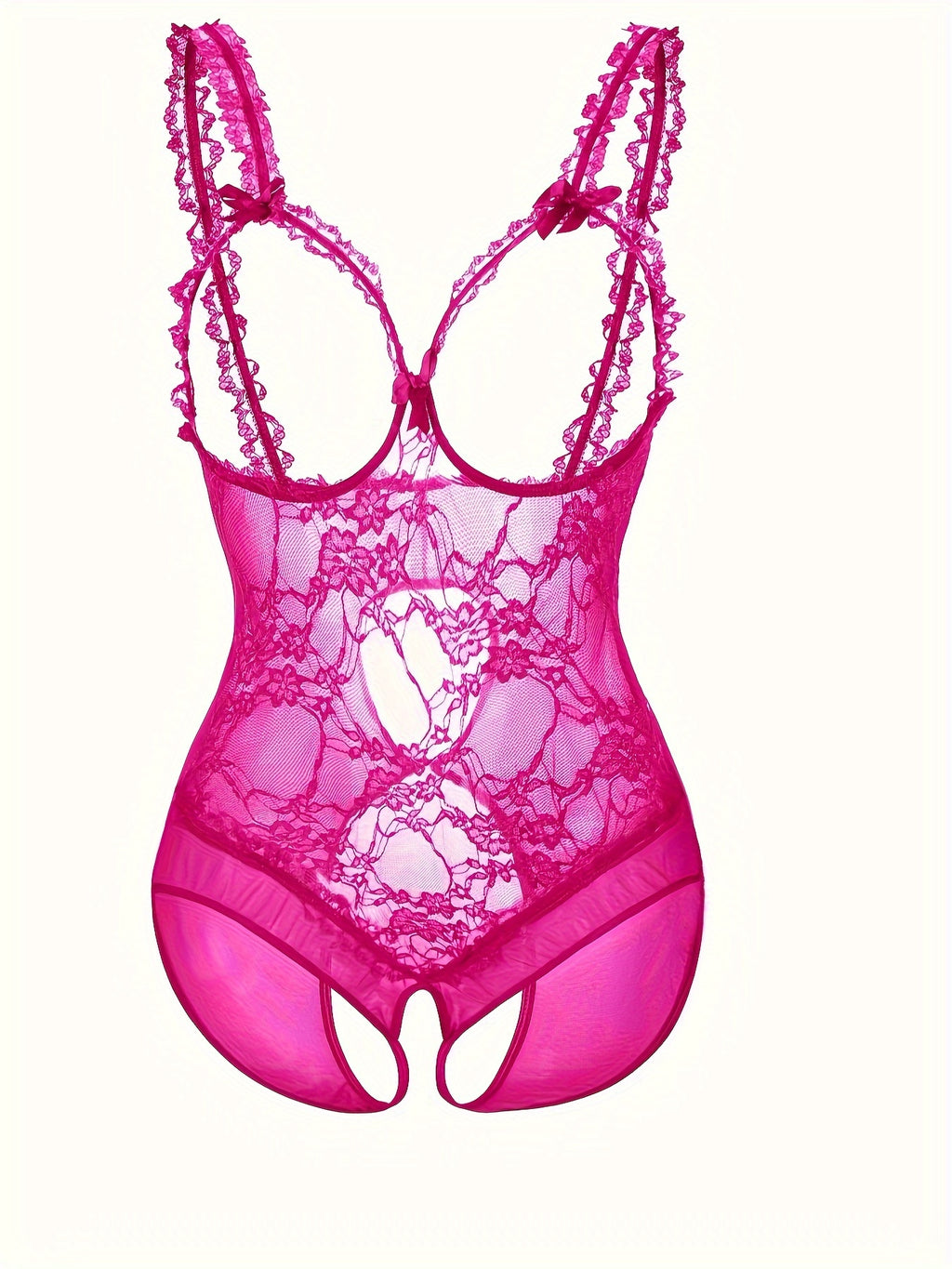 Body grande taille à entrejambe ouvert en tulle floral souple