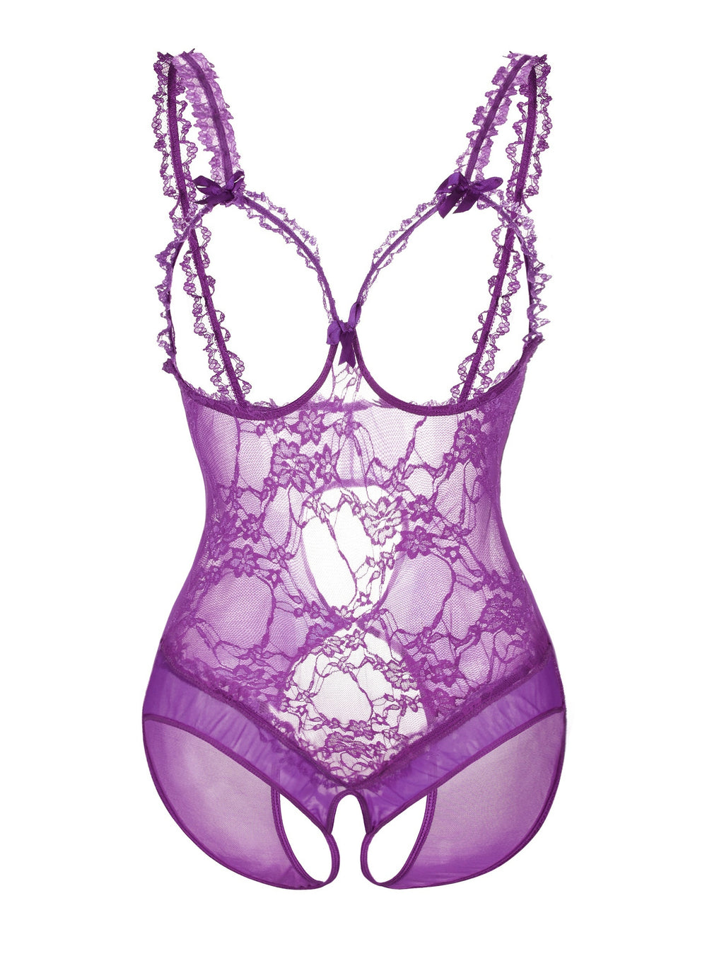 Body grande taille à entrejambe ouvert en tulle floral souple