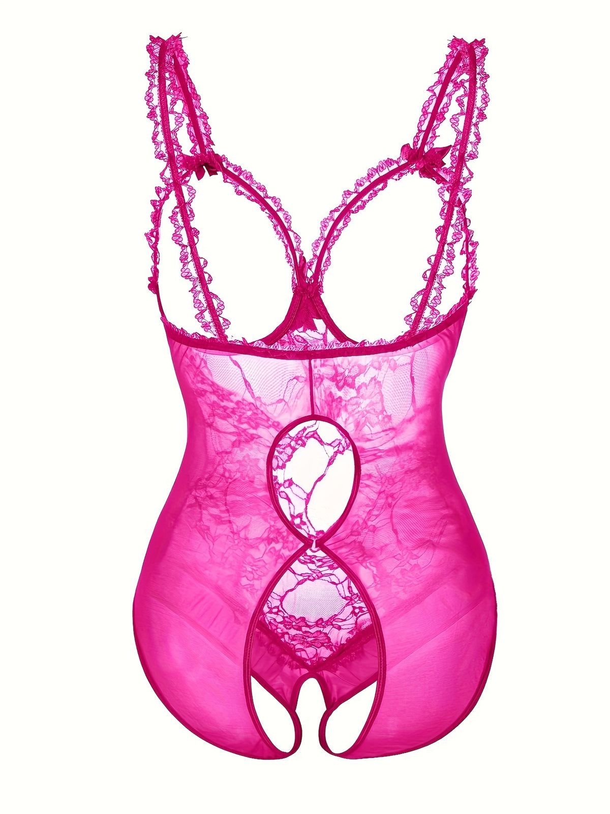 Body grande taille à entrejambe ouvert en tulle floral souple