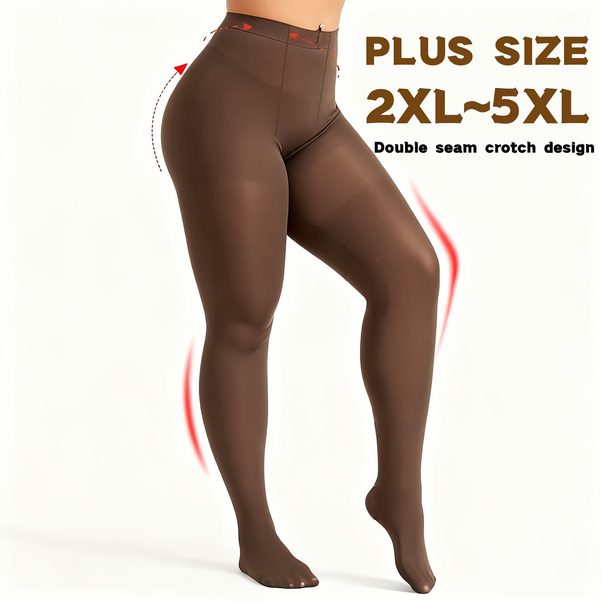 Collant grande taille café ou noir, entrejambe double couture