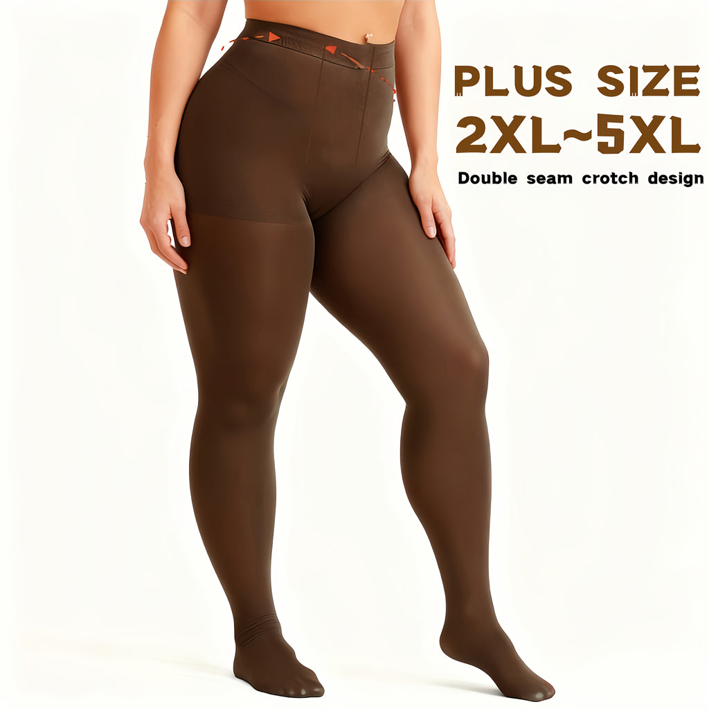 Collant grande taille café ou noir, entrejambe double couture