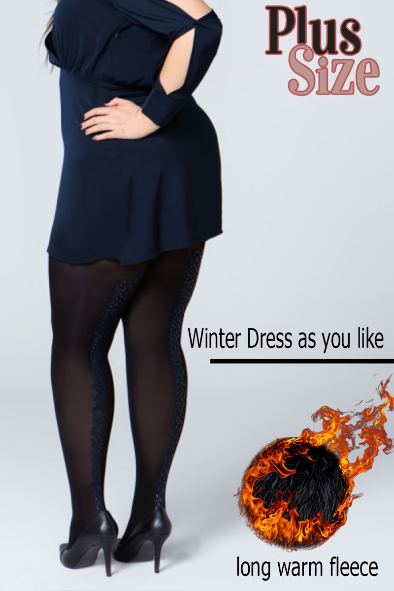 Collant grande taille en nylon dense, noir intégral opaque