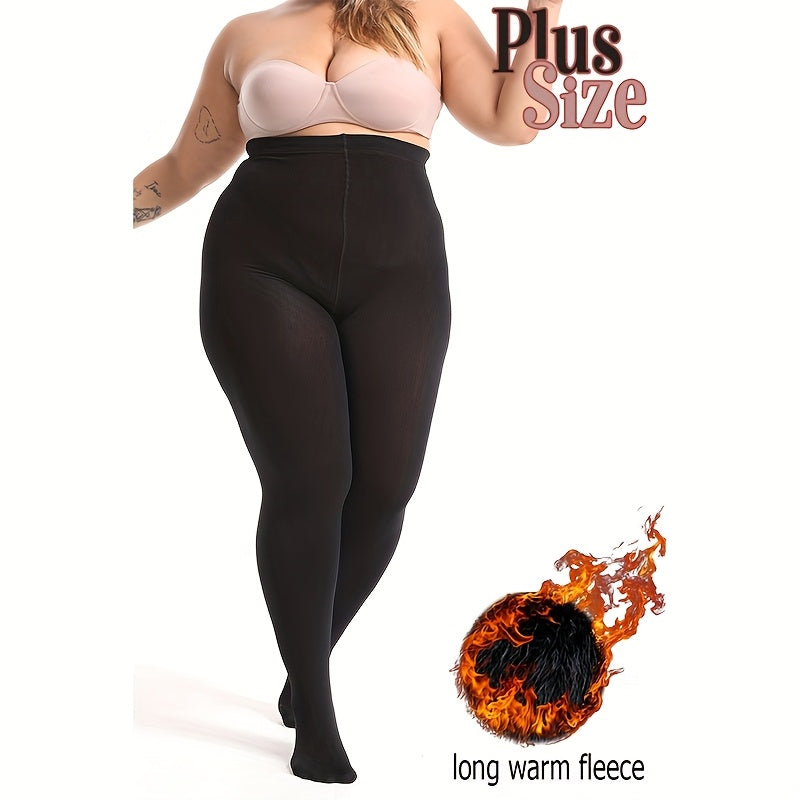 Collant grande taille en nylon dense, noir intégral opaque