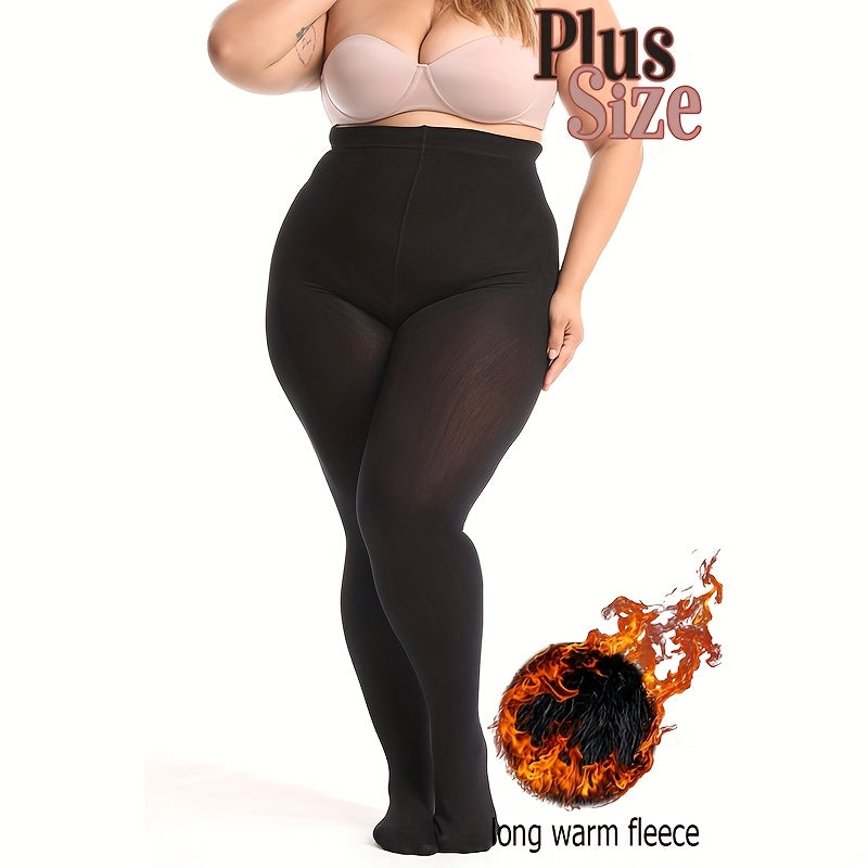 Collant grande taille en nylon dense, noir intégral opaque