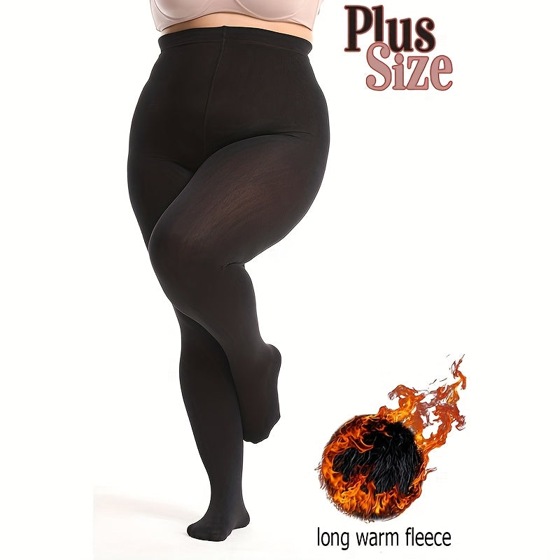 Collant grande taille en nylon dense, noir intégral opaque