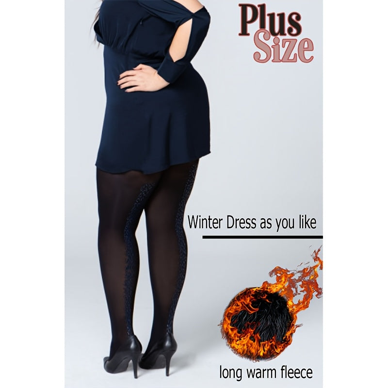 Collant grande taille en nylon dense, noir intégral opaque