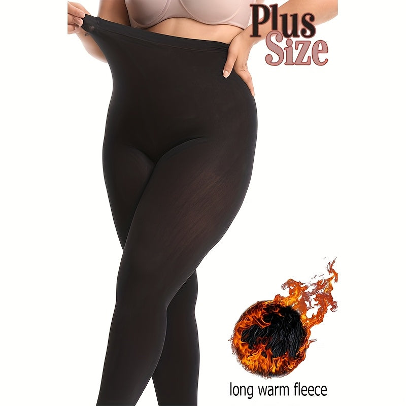 Collant grande taille en nylon dense, noir intégral opaque