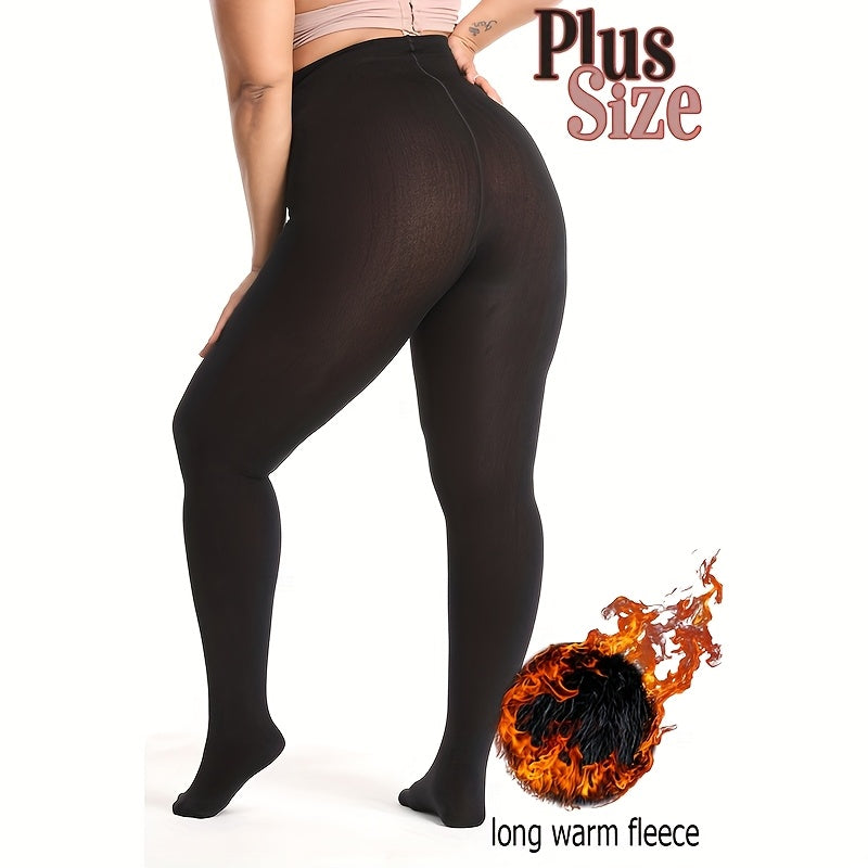 Collant grande taille en nylon dense, noir intégral opaque