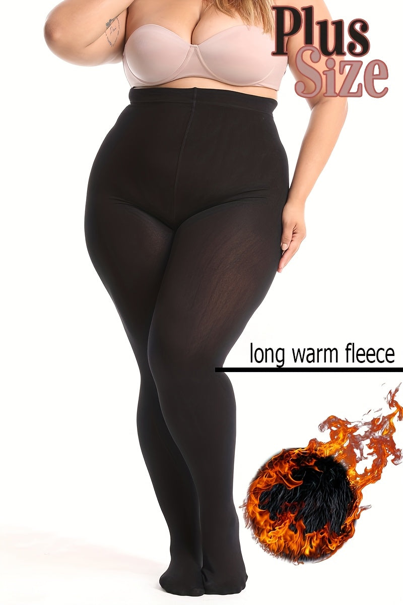 Collant grande taille en nylon dense, noir intégral opaque