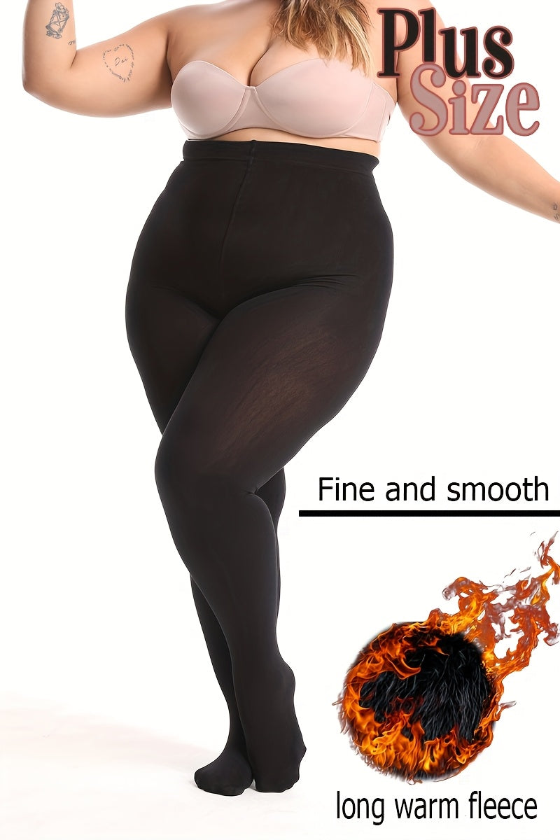 Collant grande taille en nylon dense, noir intégral opaque