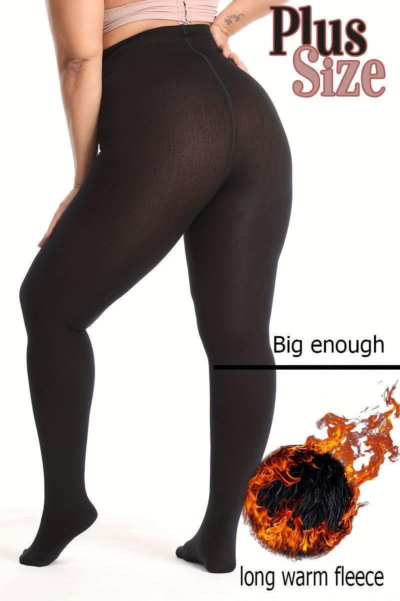 Collant grande taille en nylon dense, noir intégral opaque