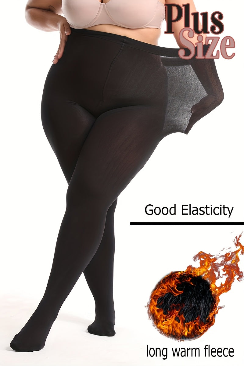 Collant grande taille en nylon dense, noir intégral opaque