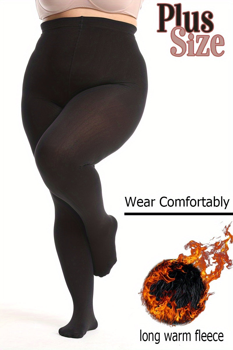 Collant grande taille en nylon dense, noir intégral opaque