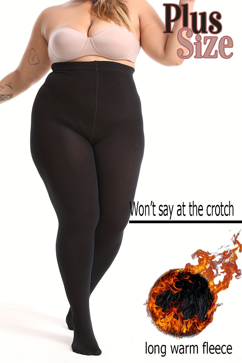 Collant grande taille en nylon dense, noir intégral opaque