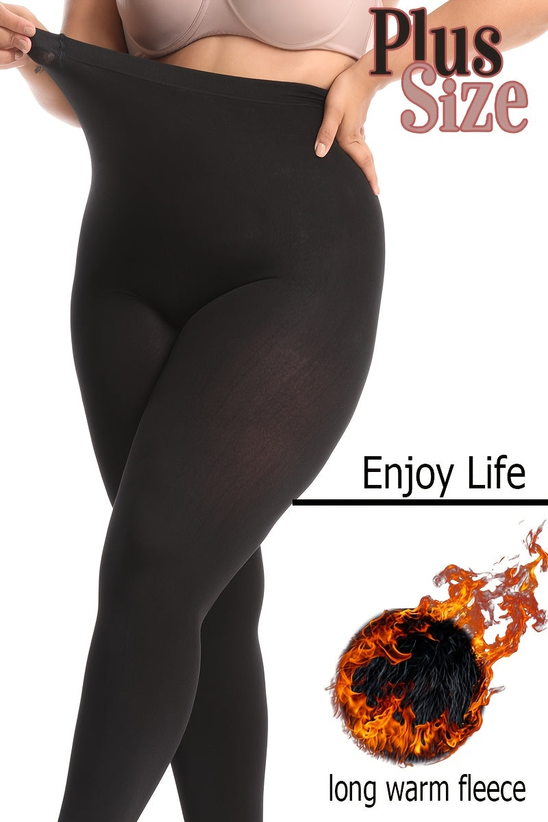 Collant grande taille en nylon dense, noir intégral opaque