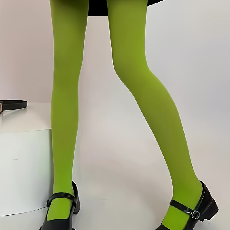 Collant opaque grande taille vert vif, une seule largeur