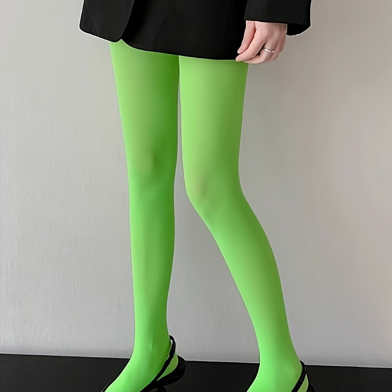Collant opaque grande taille vert vif, une seule largeur