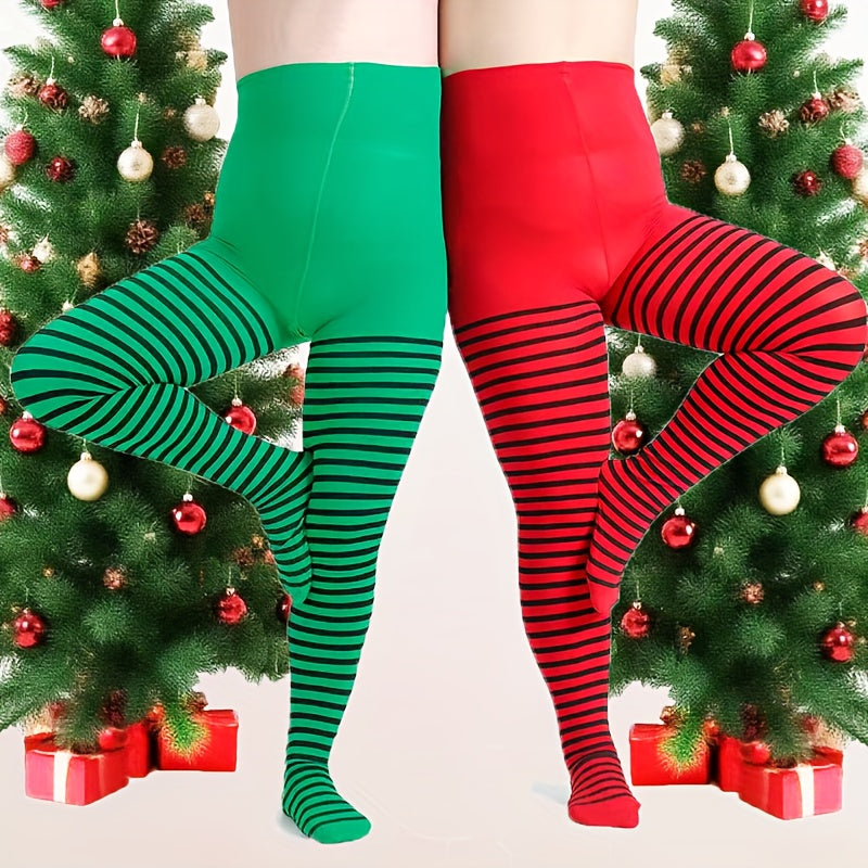 Collant rayé grande taille pour Halloween et les fêtes de Noël