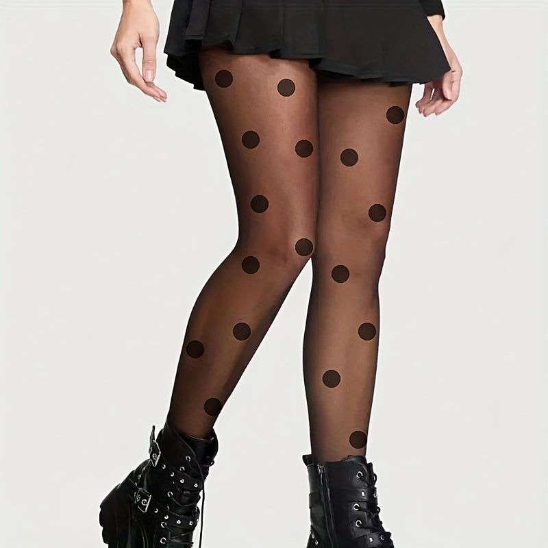 Collants grande taille par trois, pois et cœurs sur voile