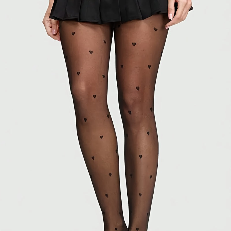 Collants grande taille par trois, pois et cœurs sur voile