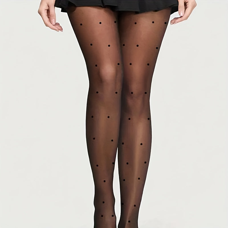 Collants grande taille par trois, pois et cœurs sur voile