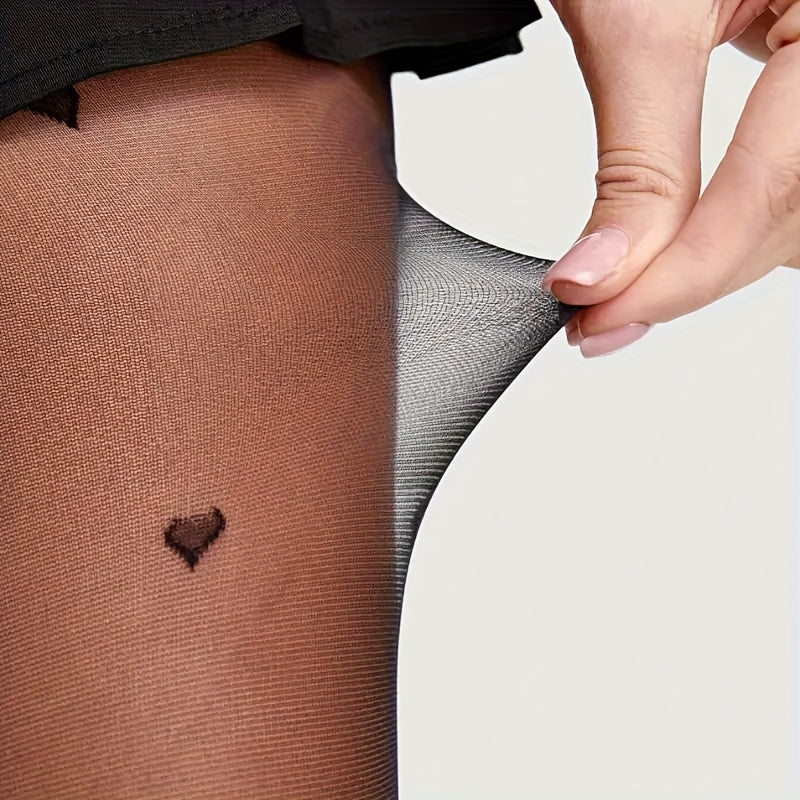 Collants grande taille par trois, pois et cœurs sur voile