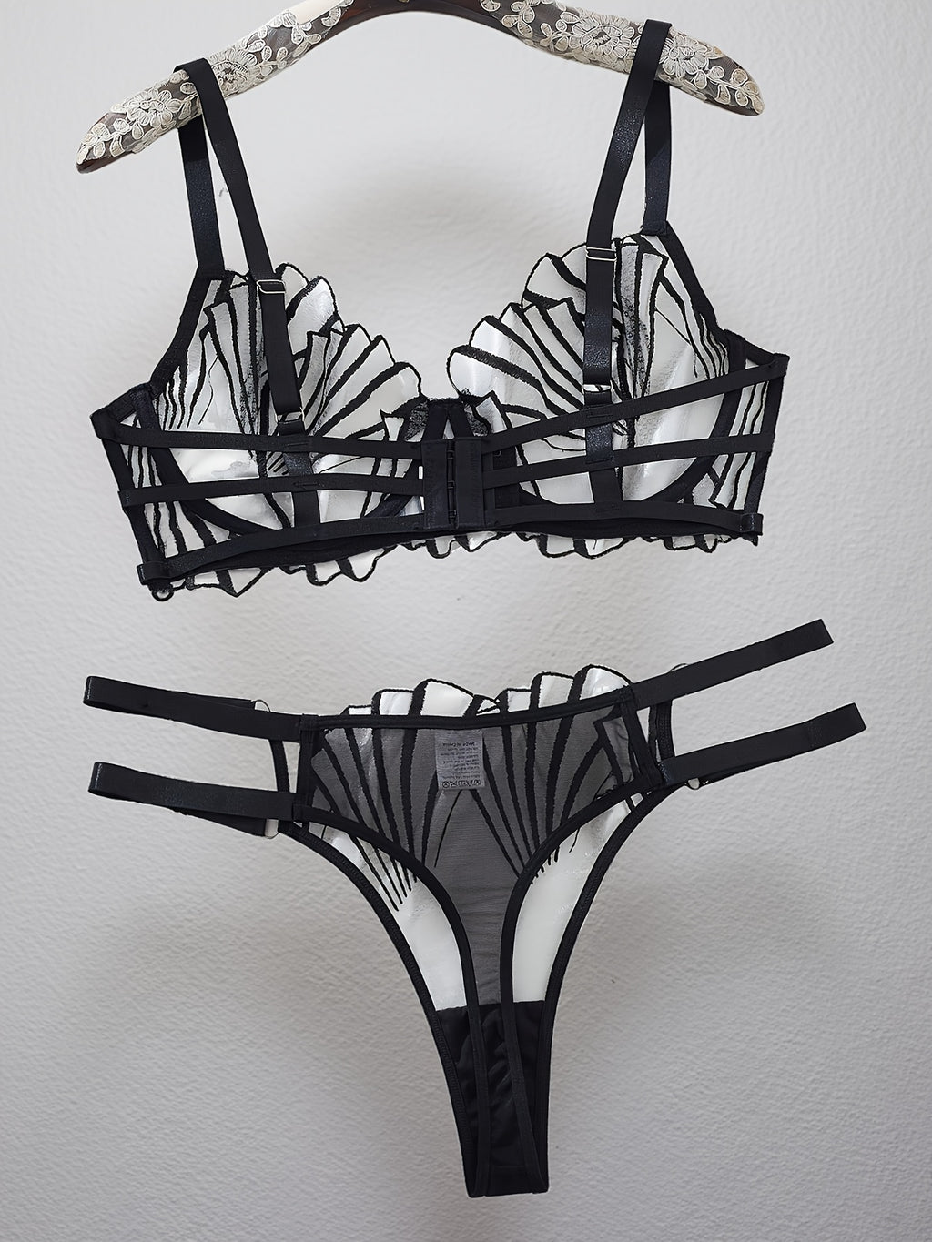 Ensemble 2 pièces grande taille, broderie coquillage noire