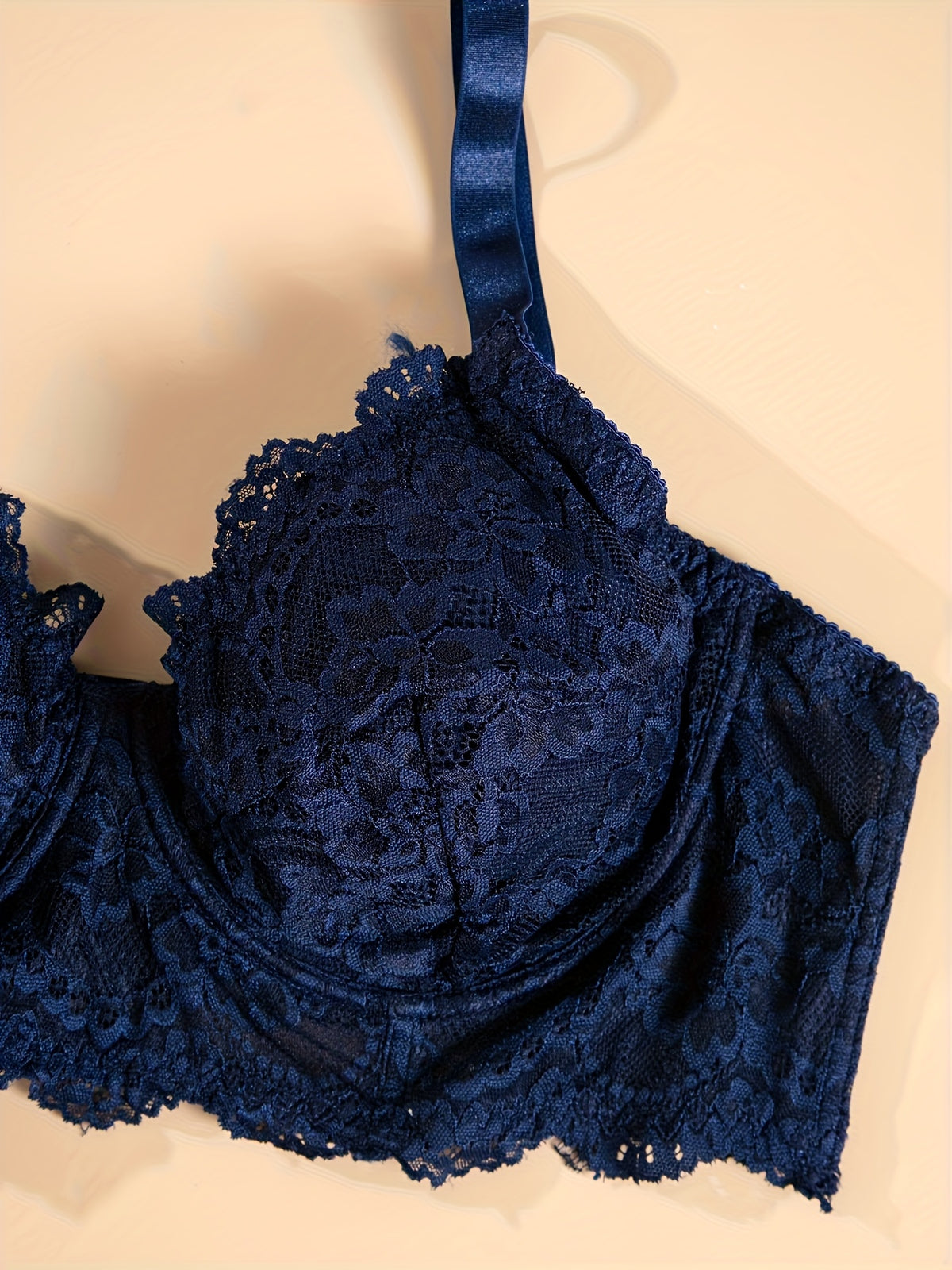 Bonnets pleine hauteur en dentelle marine, lingerie grande taille