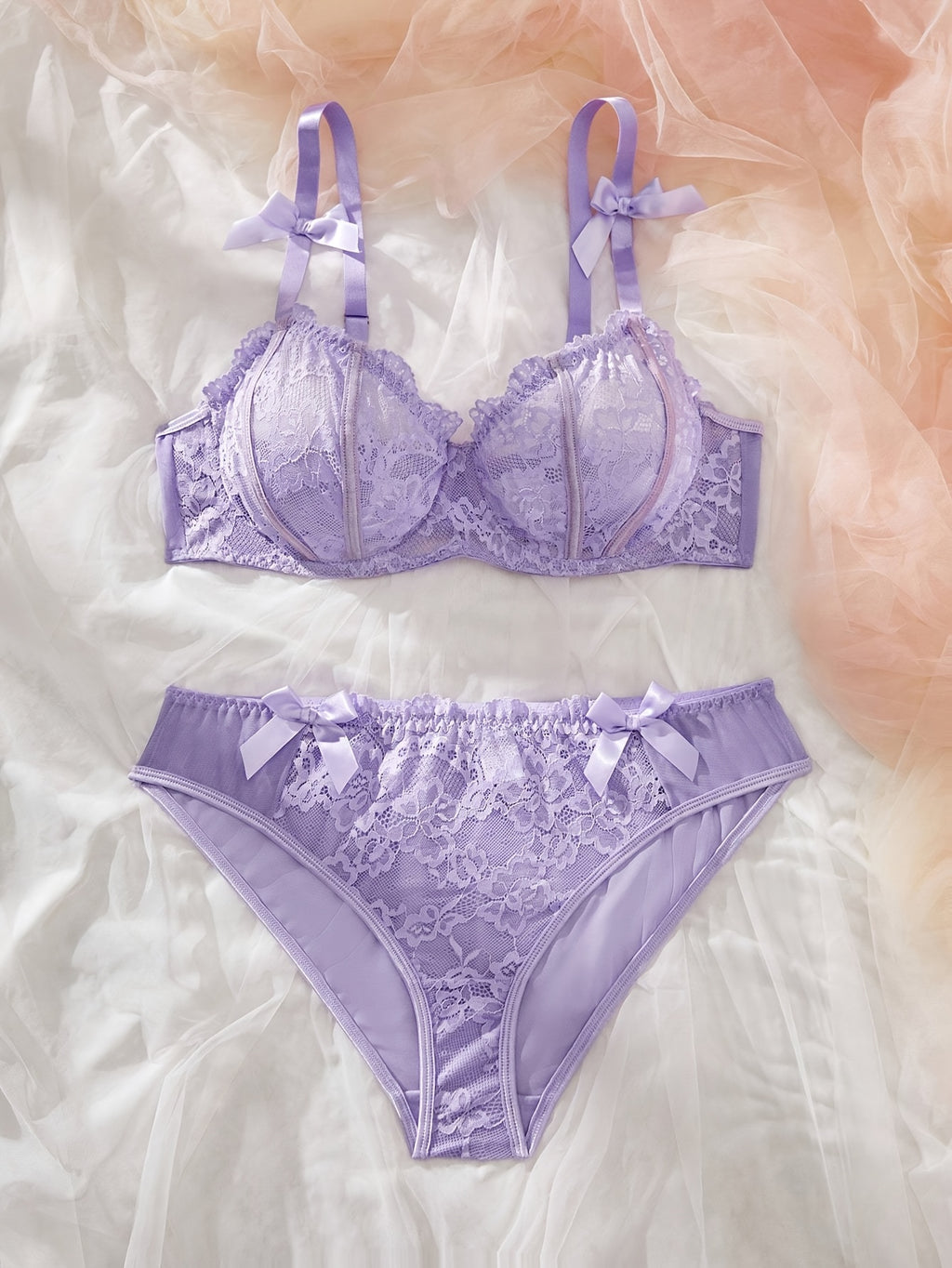 Lilas et rubans de satin, ensemble lingerie grande taille