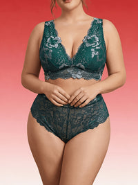 Ensemble turquoise foncé à fleurs argentées, grande taille