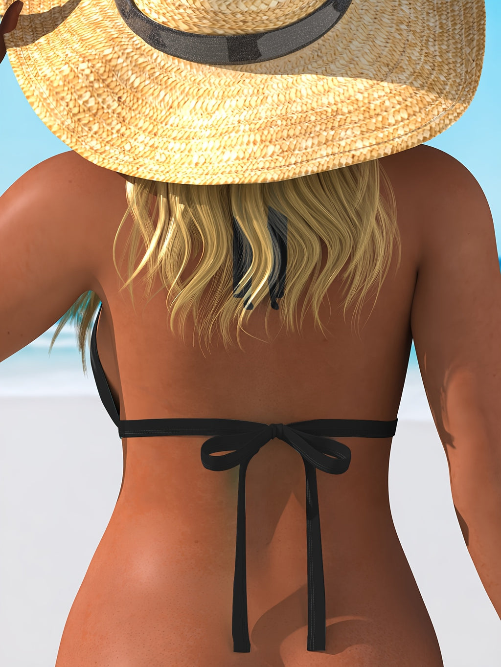 Haut de bikini grande taille imprimé bandana noir et blanc