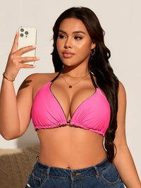 Bikini grande taille réversible, haut noir et rose fuchsia