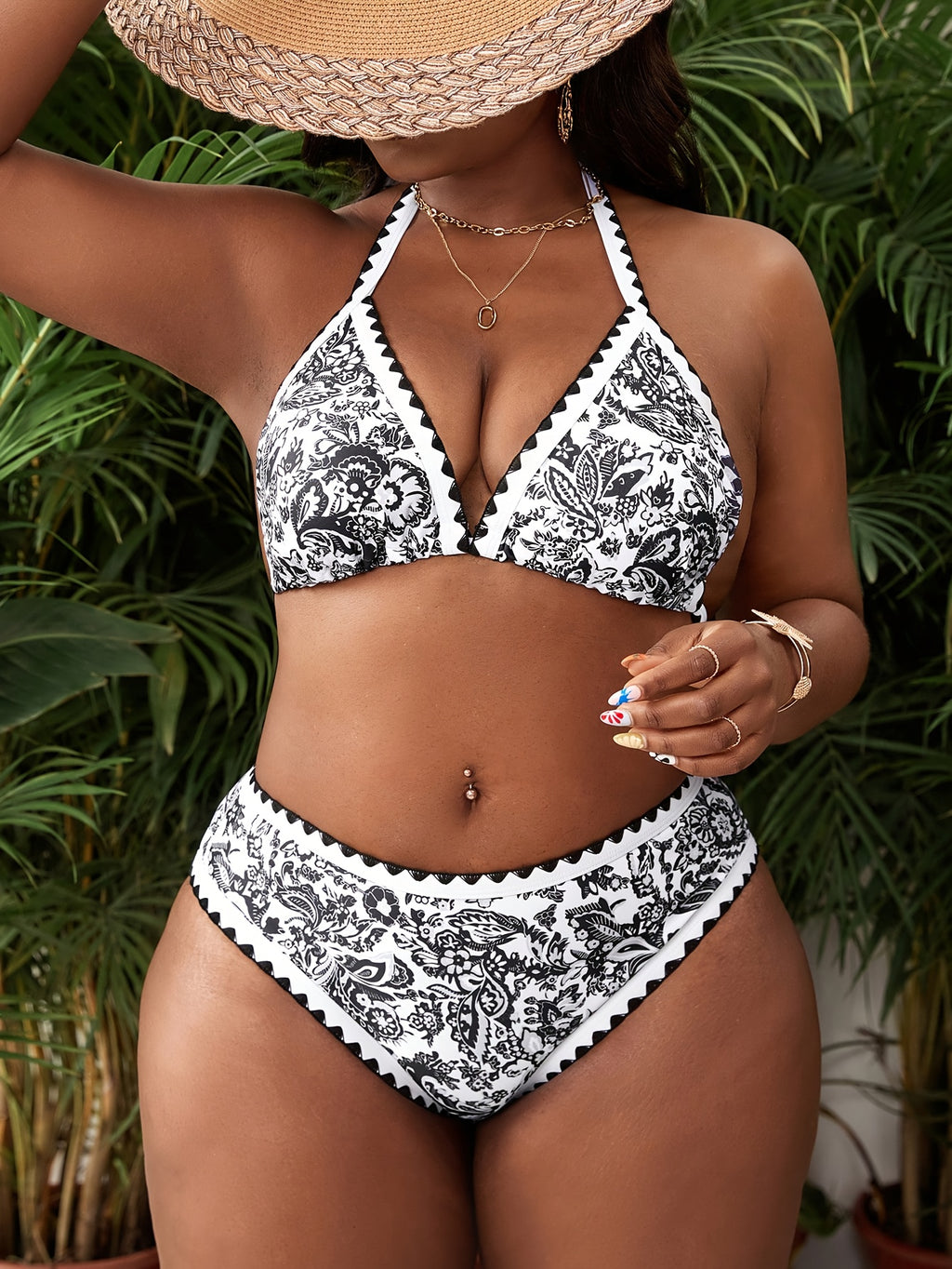 Maillot de bain grande taille à motif cachemire et croquet