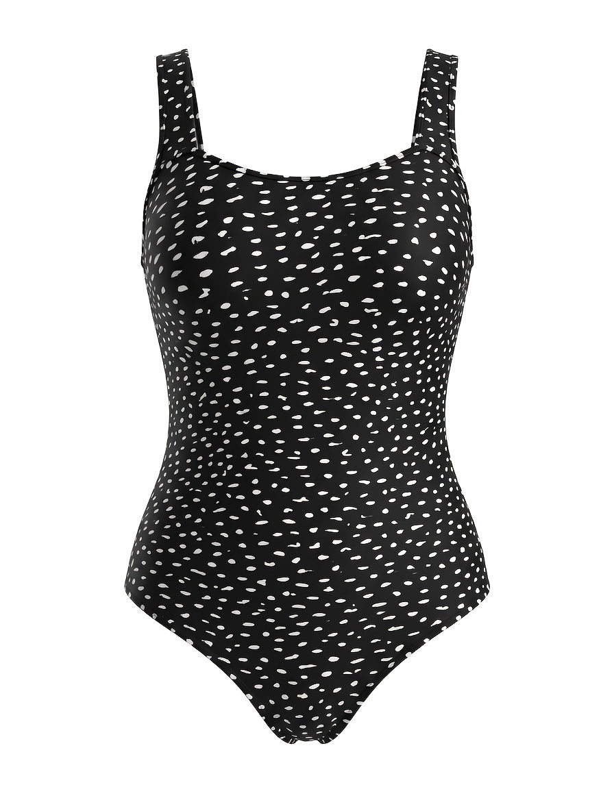 Maillot de bain grande taille à pois, dos ajouré en échelle