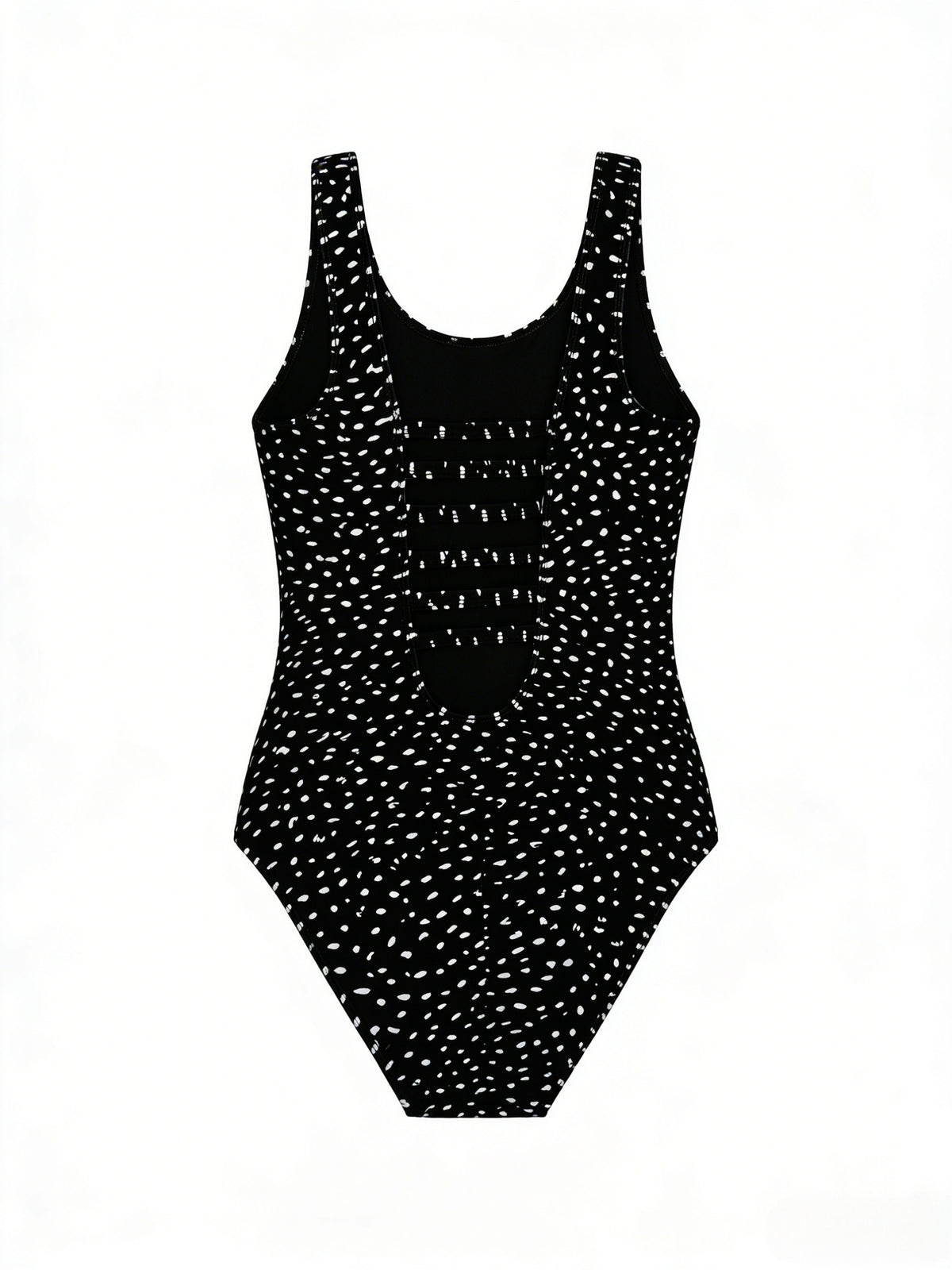 Maillot de bain grande taille à pois, dos ajouré en échelle