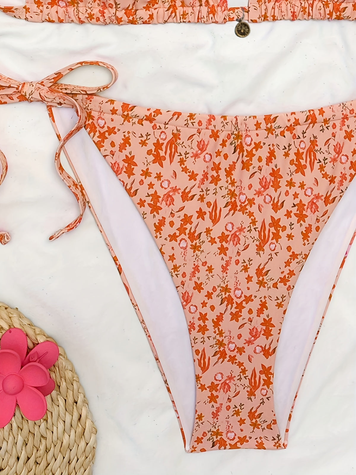 Maillot de bain grande taille fleuri à anneaux métalliques