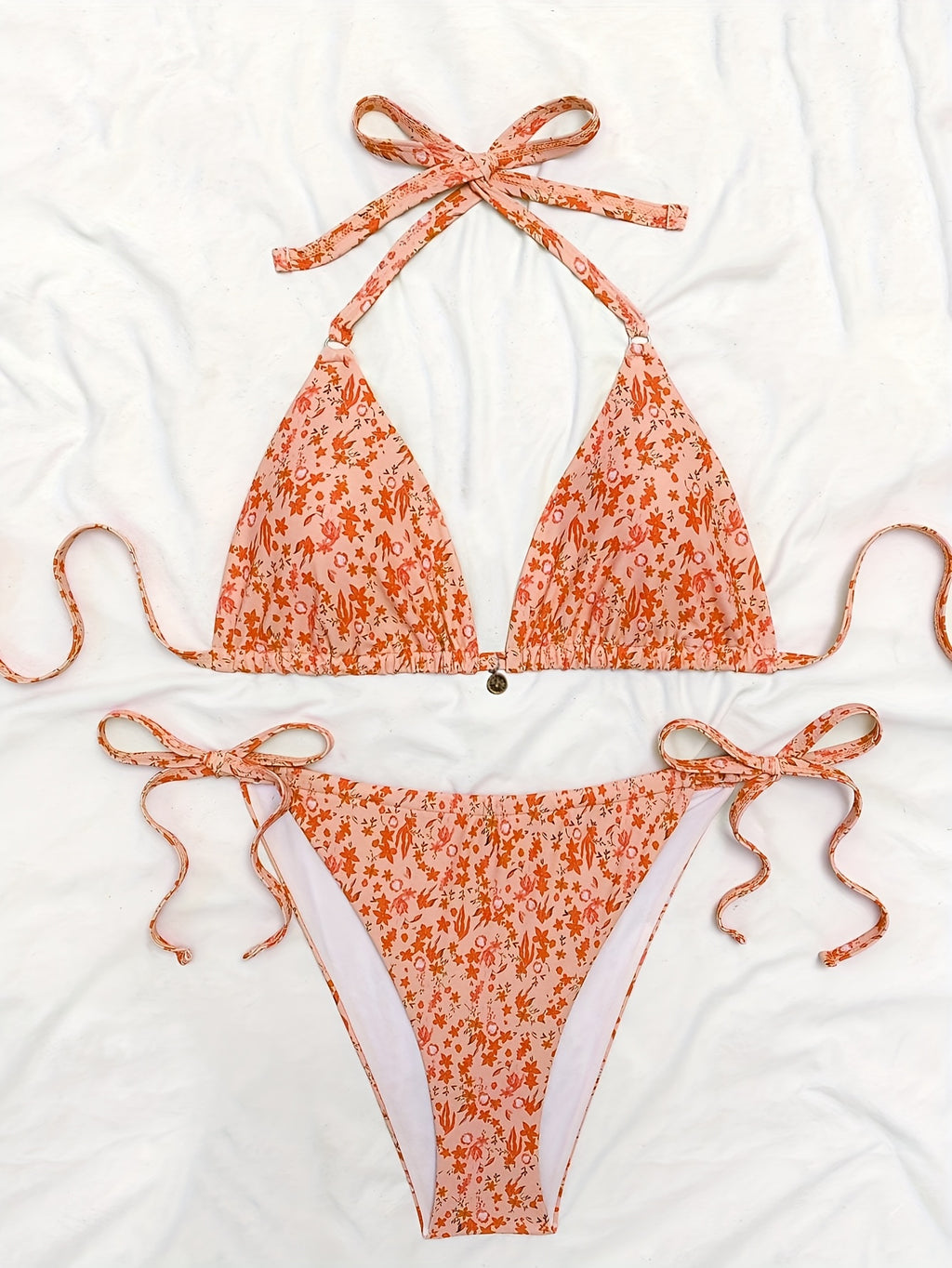Maillot de bain grande taille fleuri à anneaux métalliques