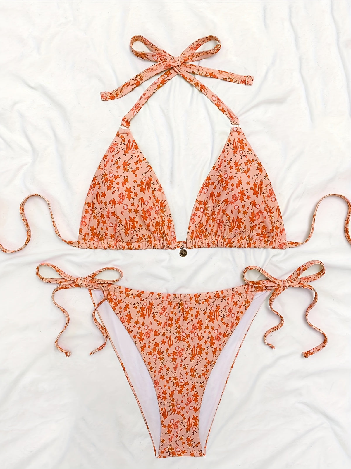 Maillot de bain grande taille fleuri à anneaux métalliques