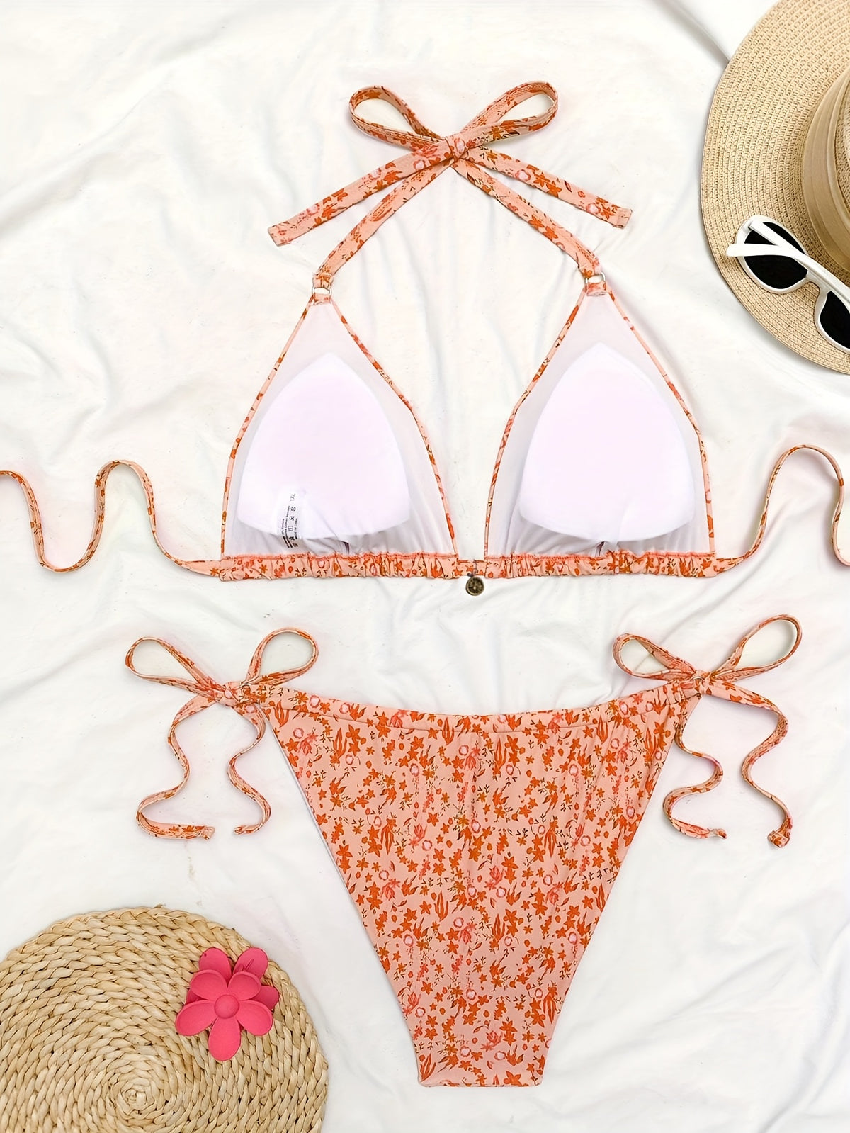 Maillot de bain grande taille fleuri à anneaux métalliques