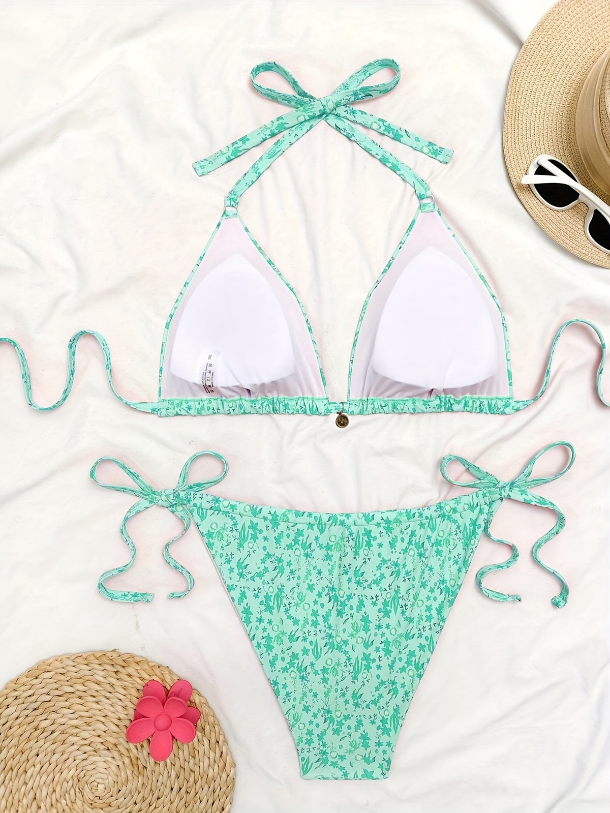 Maillot de bain grande taille fleuri à anneaux métalliques