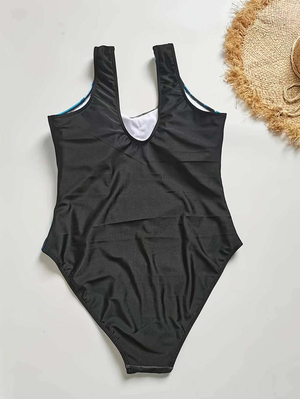 Maillot de bain grande taille, devant peint et dos noir