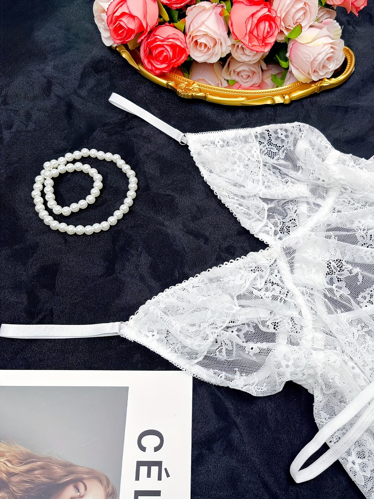 Nuisette grande taille blanche, ourlet rallongé et culotte