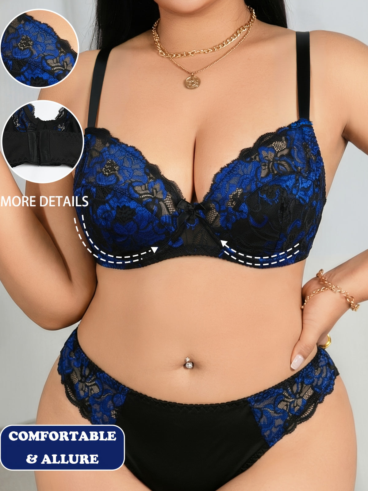 Un bleu électrique tissé sous du noir, parure grande taille