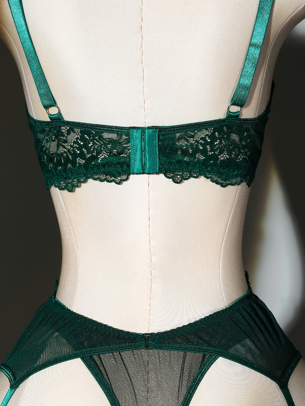 Parure de lingerie 5 pièces grande taille, dentelle verte