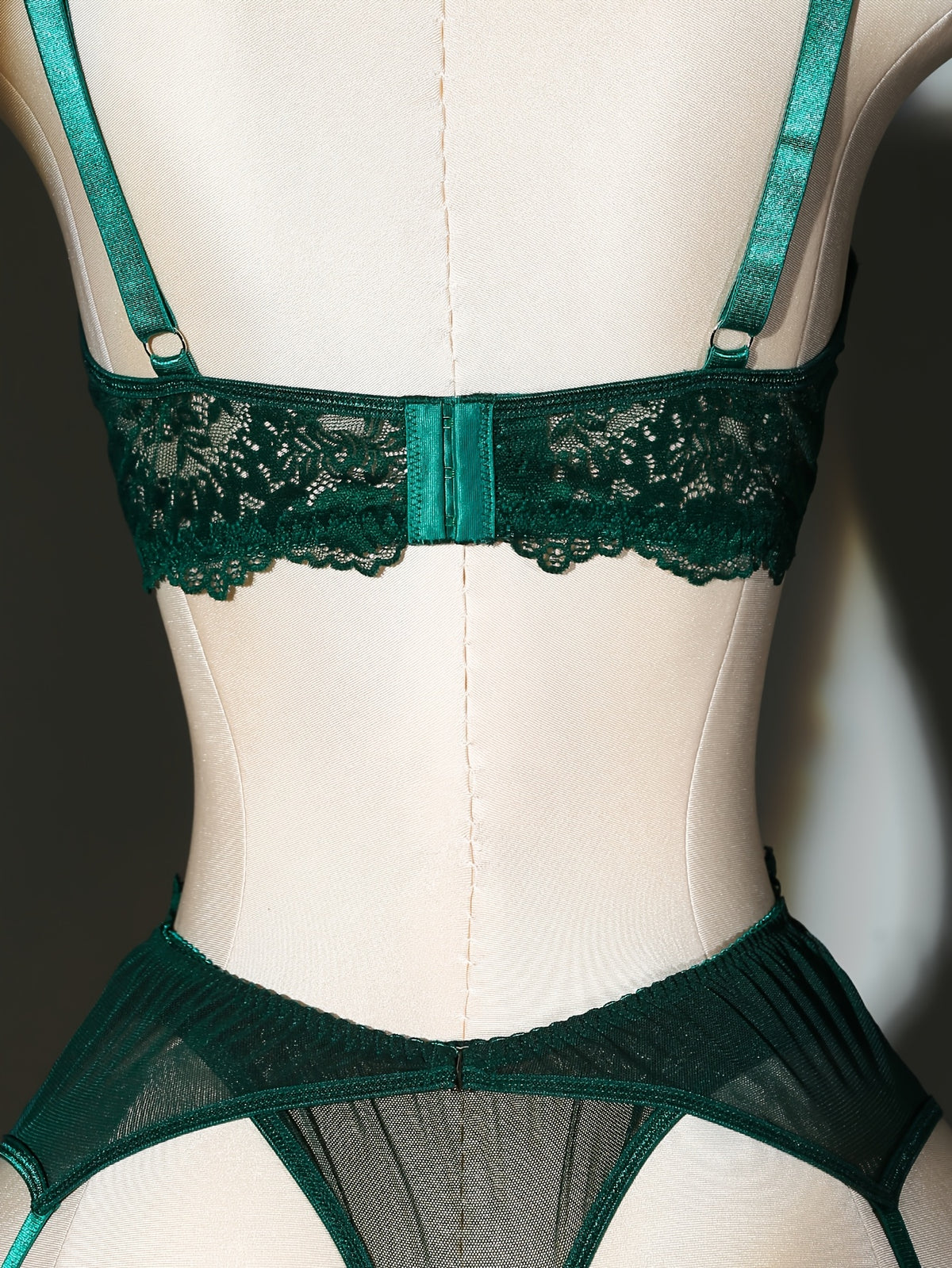 Parure de lingerie 5 pièces grande taille, dentelle verte