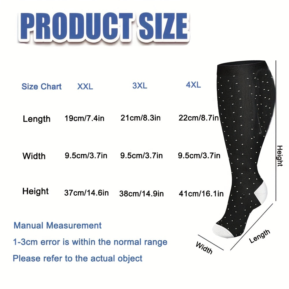 4 Paires de Chaussettes de Compression  Pois Grande Taille pour Mollets Larges Conviennent aux Hommes et aux Femmes Idales pour le Cyclisme la Danse le Yoga et le Kung Fu avec Compression Extra Large